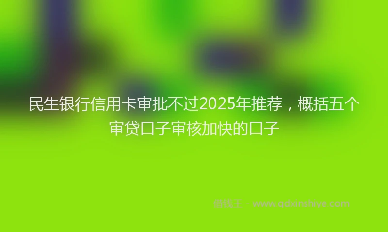 民生银行信用卡审批不过2025年推荐，概括五个审贷口子审核加快的口子