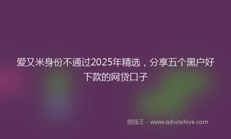 爱又米身份不通过2025年精选，分享五个黑户好下款的网贷口子