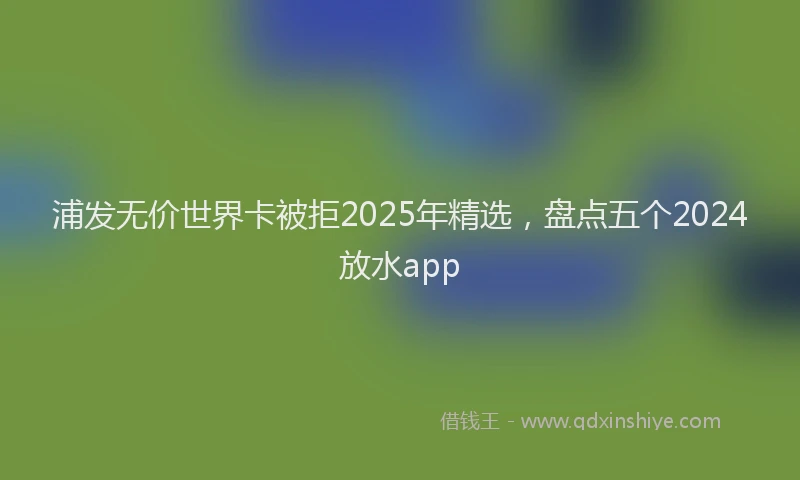 浦发无价世界卡被拒2025年精选，盘点五个2024放水app