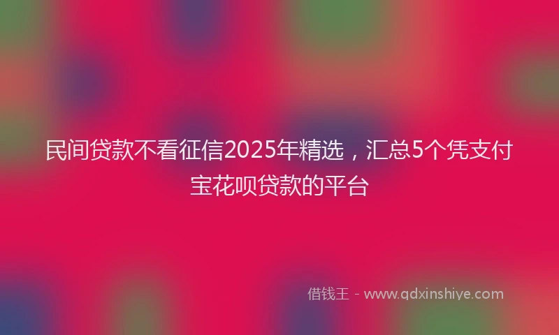 民间贷款不看征信2025年精选，汇总5个凭支付宝花呗贷款的平台