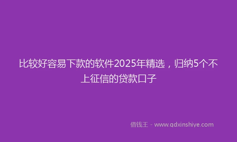 比较好容易下款的软件2025年精选，归纳5个不上征信的贷款口子