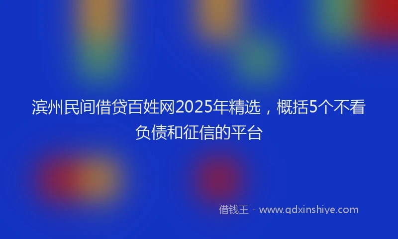 滨州民间借贷百姓网2025年精选，概括5个不看负债和征信的平台