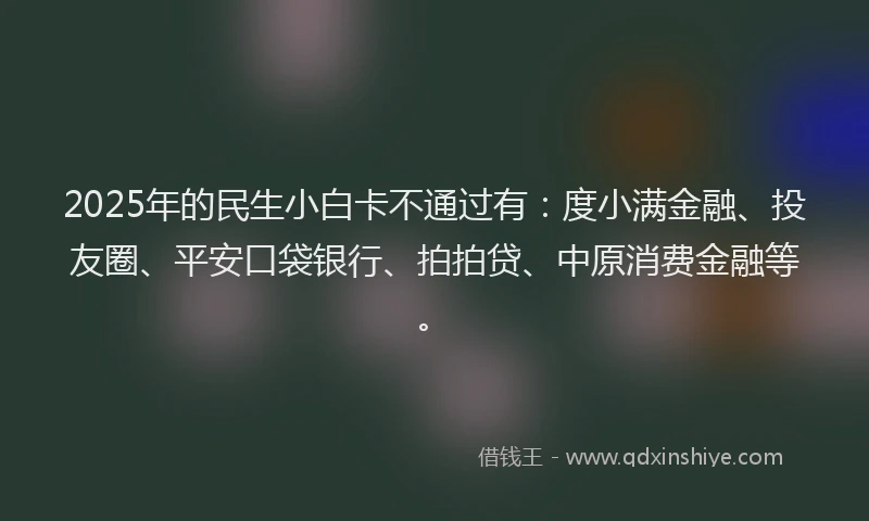 2025年的民生小白卡不通过有：度小满金融、投友圈、平安口袋银行、拍拍贷、中原消费金融等。