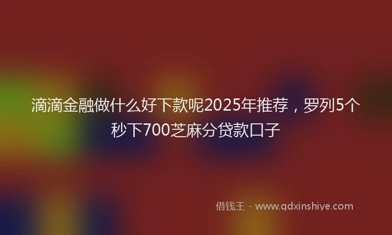 滴滴金融做什么好下款呢2025年推荐，罗列5个秒下700芝麻分贷款口子