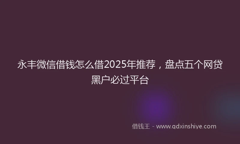 永丰微信借钱怎么借2025年推荐，盘点五个网贷黑户必过平台