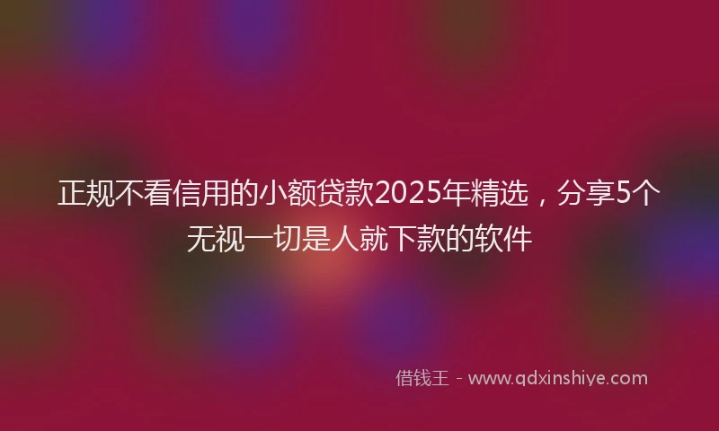 正规不看信用的小额贷款2025年精选，分享5个无视一切是人就下款的软件