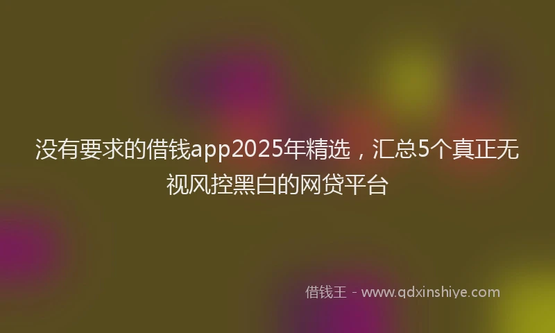 没有要求的借钱app2025年精选，汇总5个真正无视风控黑白的网贷平台