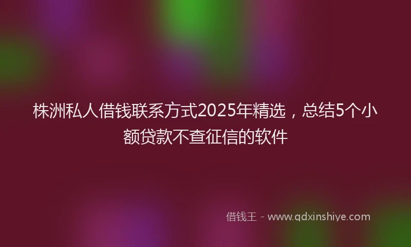 株洲私人借钱联系方式2025年精选，总结5个小额贷款不查征信的软件