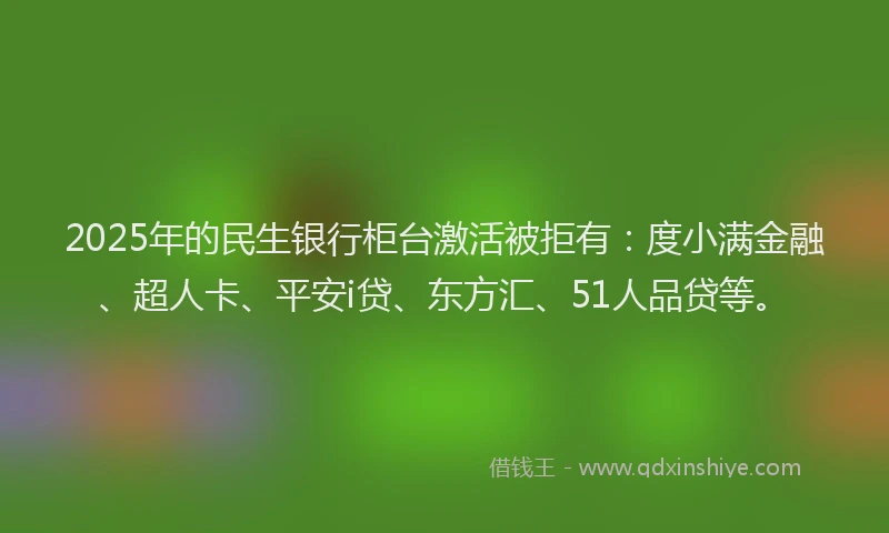 2025年的民生银行柜台激活被拒有：度小满金融、超人卡、平安i贷、东方汇、51人品贷等。