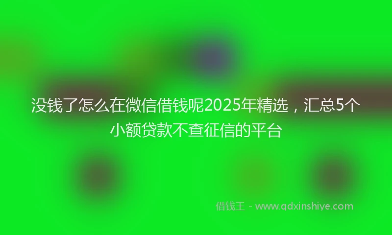 没钱了怎么在微信借钱呢2025年精选，汇总5个小额贷款不查征信的平台