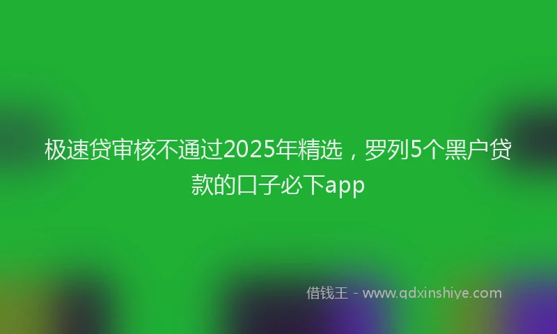 极速贷审核不通过2025年精选，罗列5个黑户贷款的口子必下app