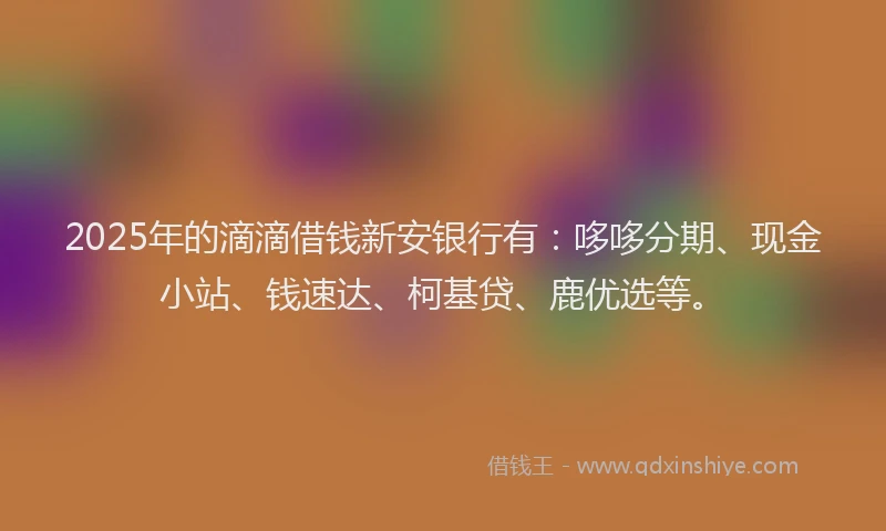 2025年的滴滴借钱新安银行有：哆哆分期、现金小站、钱速达、柯基贷、鹿优选等。