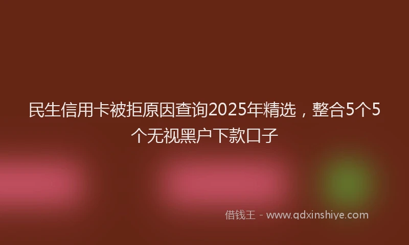 民生信用卡被拒原因查询2025年精选，整合5个5个无视黑户下款口子