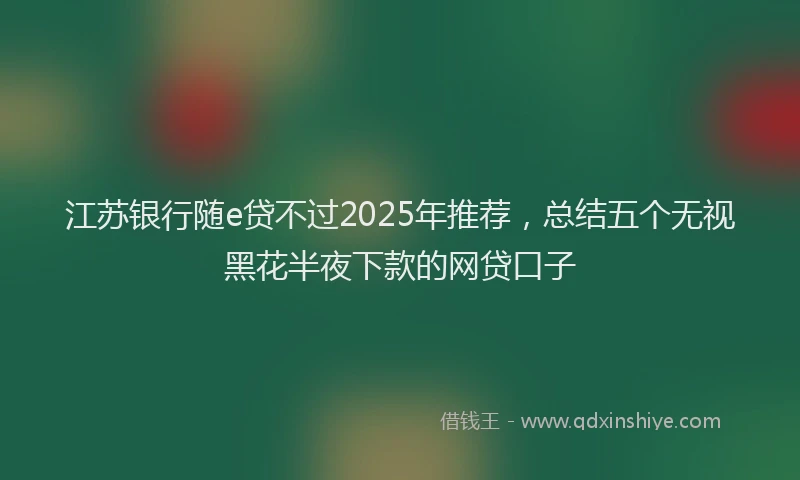 江苏银行随e贷不过2025年推荐，总结五个无视黑花半夜下款的网贷口子