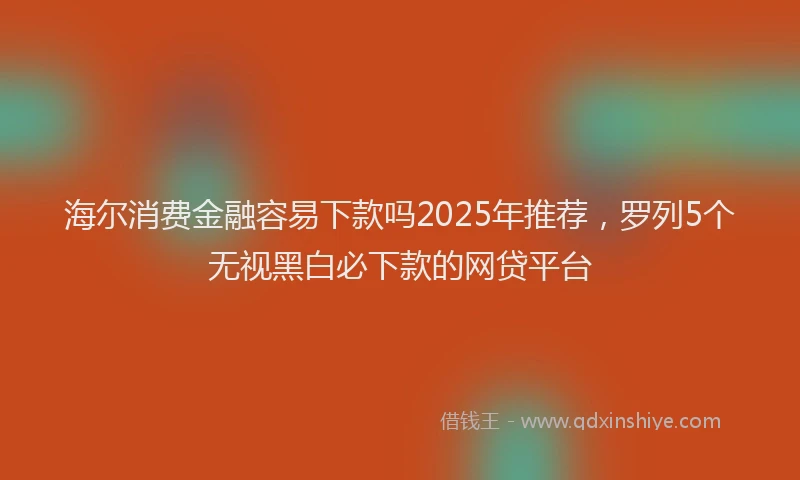 海尔消费金融容易下款吗2025年推荐，罗列5个无视黑白必下款的网贷平台