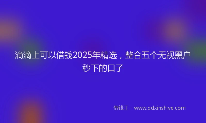 滴滴上可以借钱2025年精选，整合五个无视黑户秒下的口子