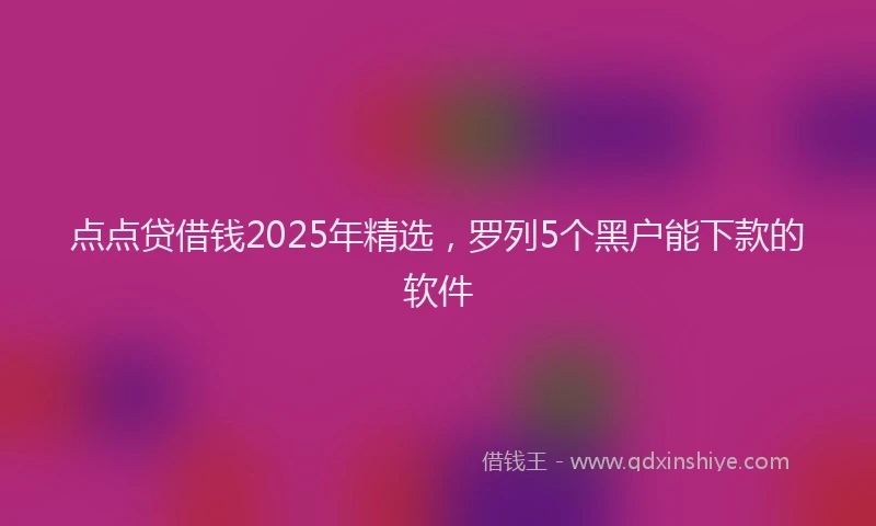 点点贷借钱2025年精选，罗列5个黑户能下款的软件