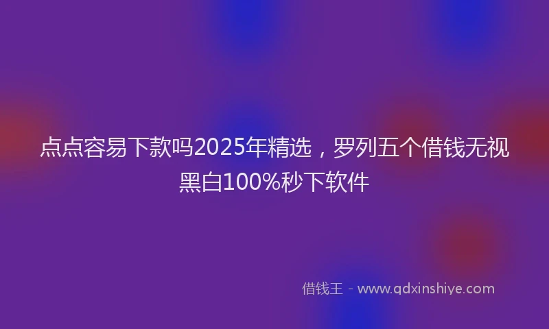 点点容易下款吗2025年精选，罗列五个借钱无视黑白100%秒下软件