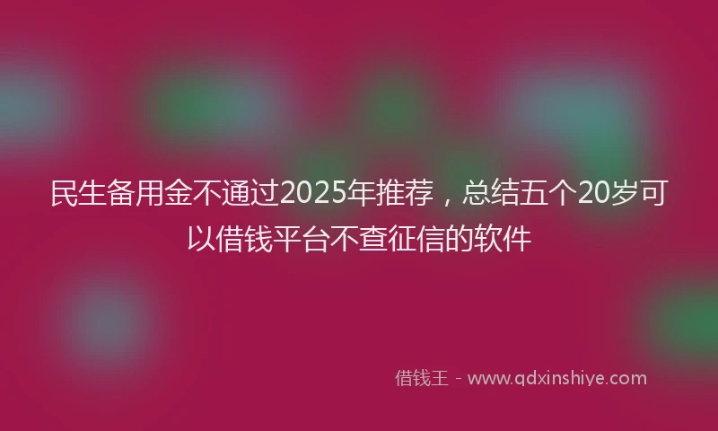 民生备用金不通过2025年推荐，总结五个20岁可以借钱平台不查征信的软件