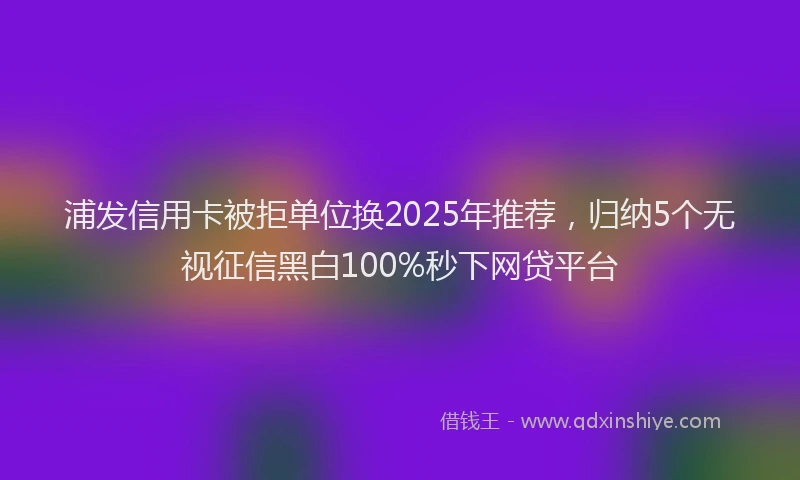 浦发信用卡被拒单位换2025年推荐，归纳5个无视征信黑白100%秒下网贷平台