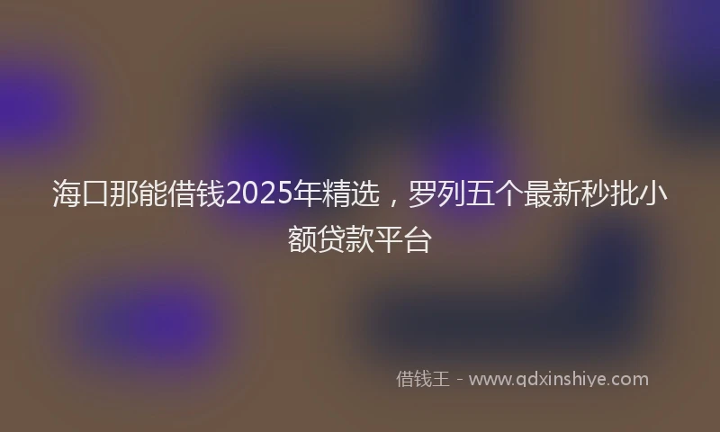 海口那能借钱2025年精选，罗列五个最新秒批小额贷款平台