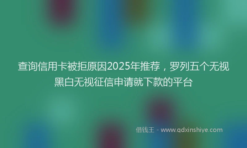 查询信用卡被拒原因2025年推荐，罗列五个无视黑白无视征信申请就下款的平台