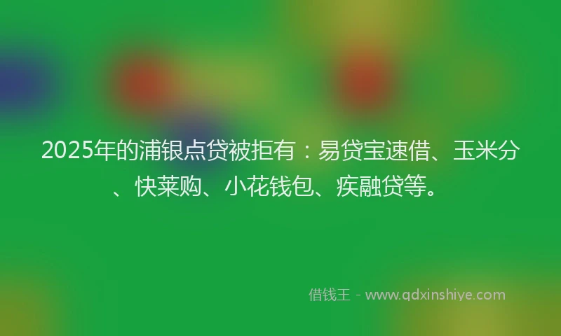 2025年的浦银点贷被拒有：易贷宝速借、玉米分、快莱购、小花钱包、疾融贷等。