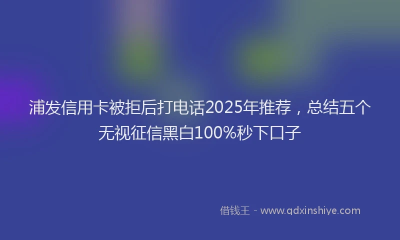 浦发信用卡被拒后打电话2025年推荐，总结五个无视征信黑白100%秒下口子
