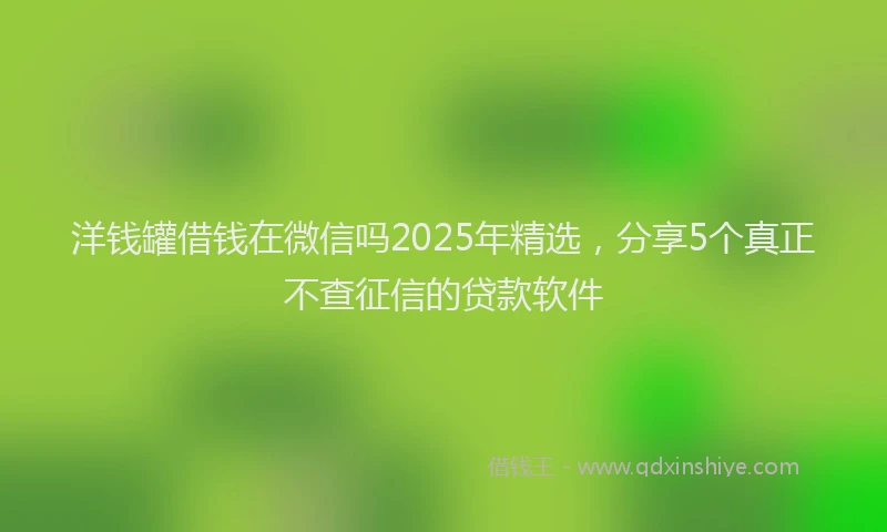 洋钱罐借钱在微信吗2025年精选，分享5个真正不查征信的贷款软件