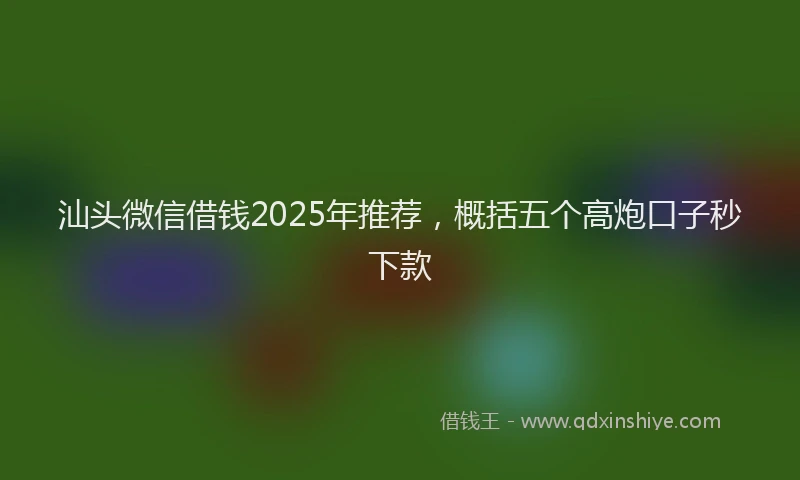 汕头微信借钱2025年推荐，概括五个高炮口子秒下款