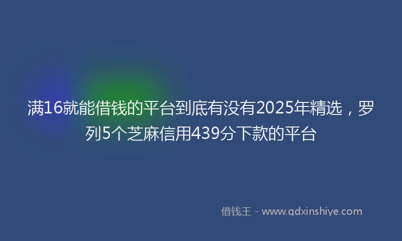 满16就能借钱的平台到底有没有2025年精选，罗列5个芝麻信用439分下款的平台