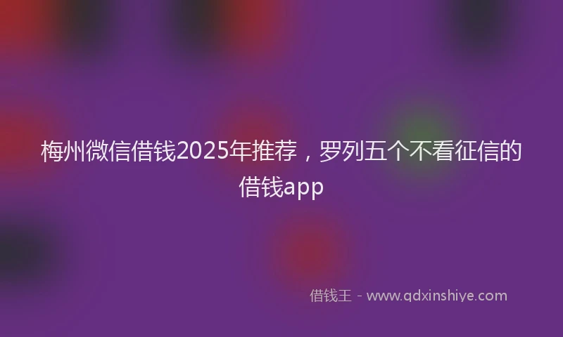 梅州微信借钱2025年推荐，罗列五个不看征信的借钱app
