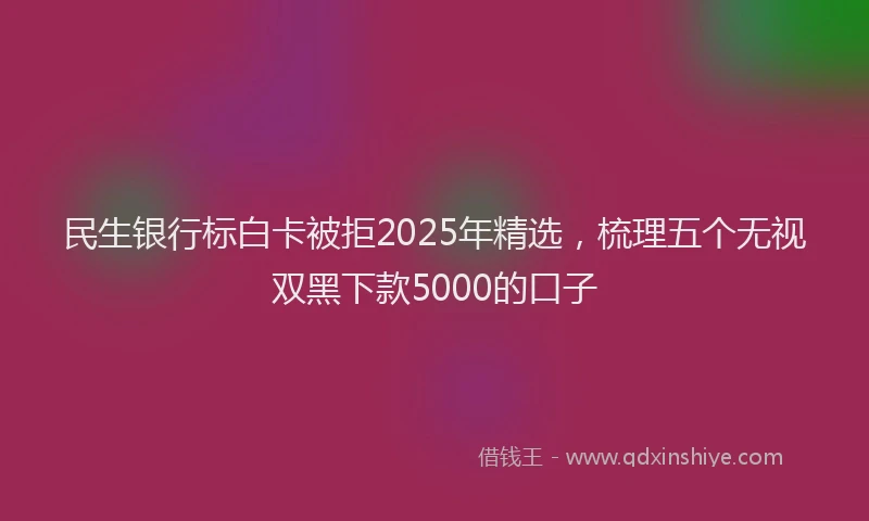 民生银行标白卡被拒2025年精选，梳理五个无视双黑下款5000的口子