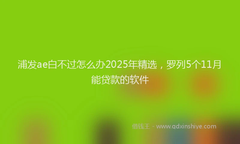 浦发ae白不过怎么办2025年精选，罗列5个11月能贷款的软件