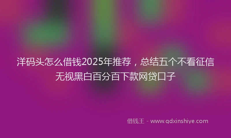 洋码头怎么借钱2025年推荐，总结五个不看征信无视黑白百分百下款网贷口子
