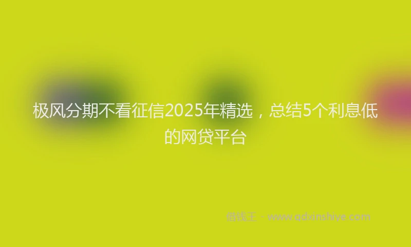 极风分期不看征信2025年精选，总结5个利息低的网贷平台