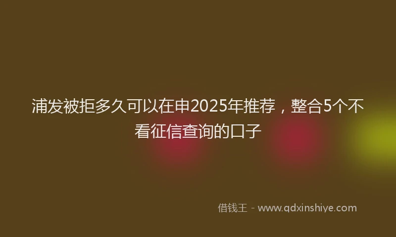 浦发被拒多久可以在申2025年推荐，整合5个不看征信查询的口子