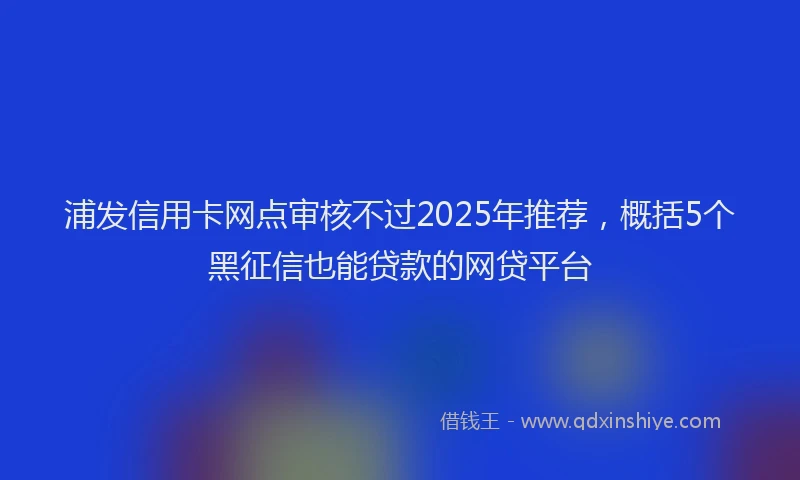 浦发信用卡网点审核不过2025年推荐，概括5个黑征信也能贷款的网贷平台