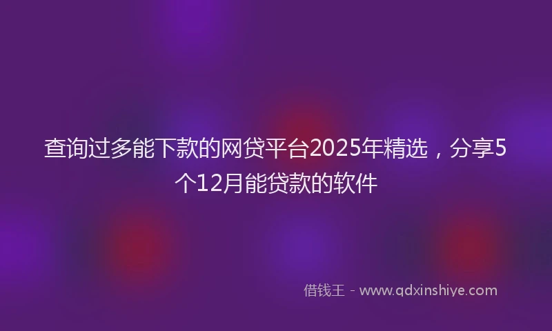 查询过多能下款的网贷平台2025年精选，分享5个12月能贷款的软件