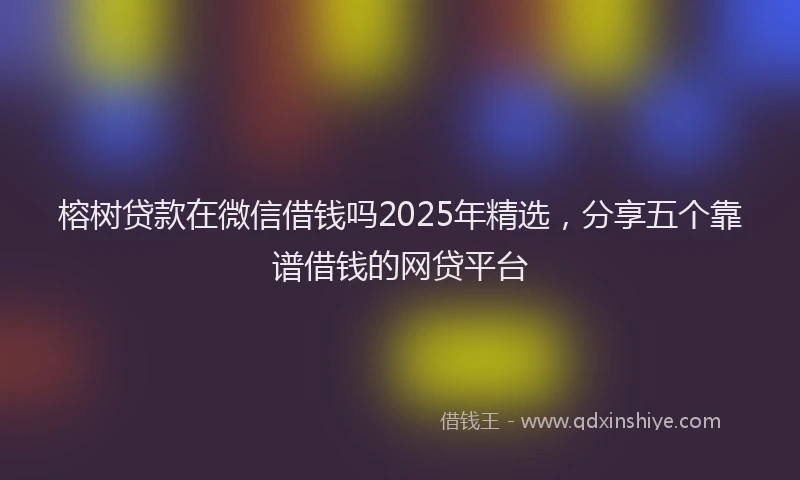 榕树贷款在微信借钱吗2025年精选，分享五个靠谱借钱的网贷平台