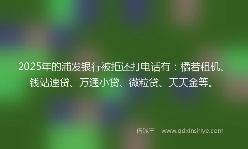 2025年的浦发银行被拒还打电话有：橘若租机、钱站速贷、万通小贷、微粒贷、天天金等。