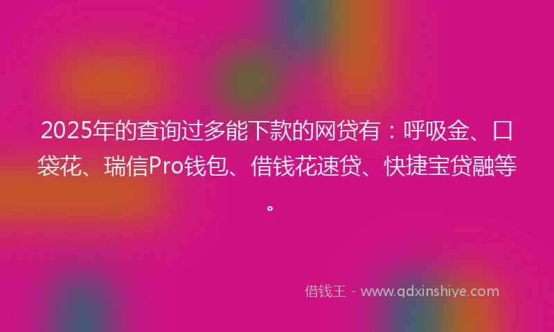 2025年的查询过多能下款的网贷有：呼吸金、口袋花、瑞信Pro钱包、借钱花速贷、快捷宝贷融等。