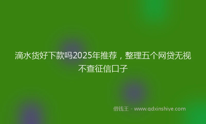 滴水货好下款吗2025年推荐，整理五个网贷无视不查征信口子