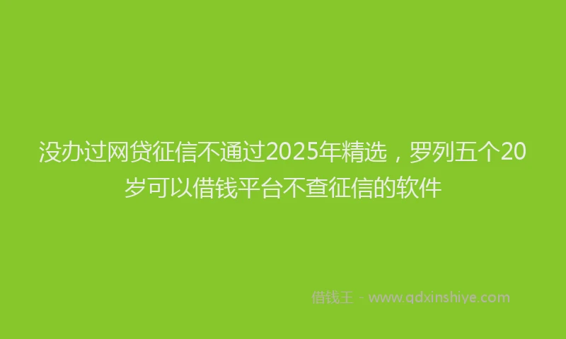 没办过网贷征信不通过2025年精选，罗列五个20岁可以借钱平台不查征信的软件