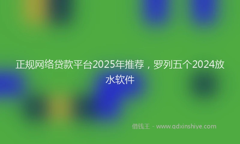 正规网络贷款平台2025年推荐，罗列五个2024放水软件