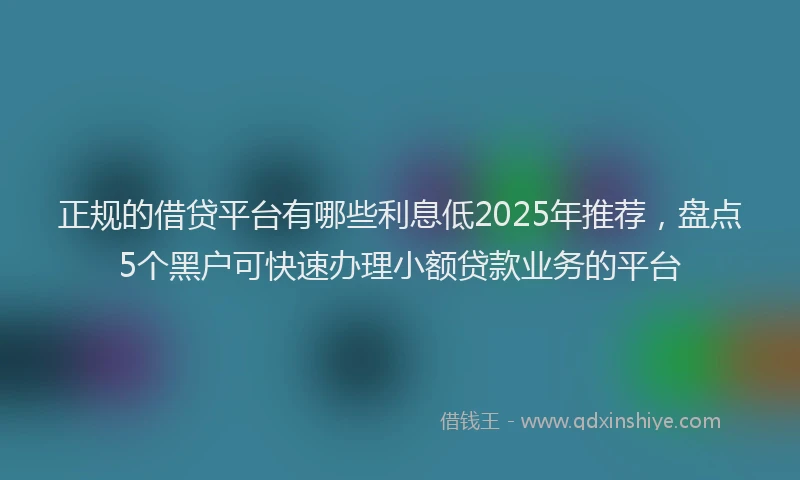 正规的借贷平台有哪些利息低2025年推荐，盘点5个黑户可快速办理小额贷款业务的平台