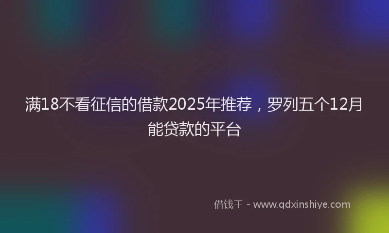 满18不看征信的借款2025年推荐，罗列五个12月能贷款的平台