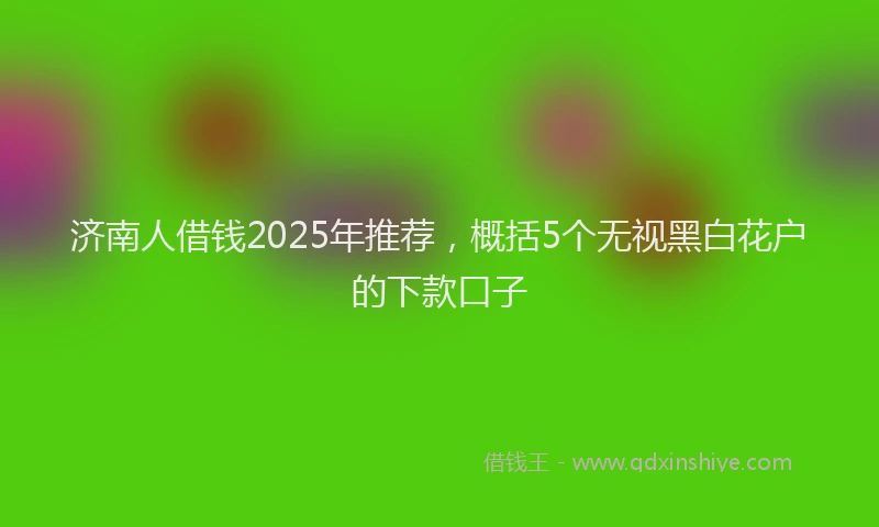 济南人借钱2025年推荐，概括5个无视黑白花户的下款口子