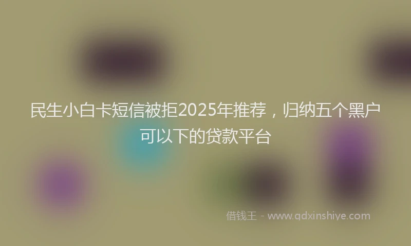 民生小白卡短信被拒2025年推荐，归纳五个黑户可以下的贷款平台