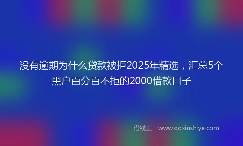 没有逾期为什么贷款被拒2025年精选，汇总5个黑户百分百不拒的2000借款口子